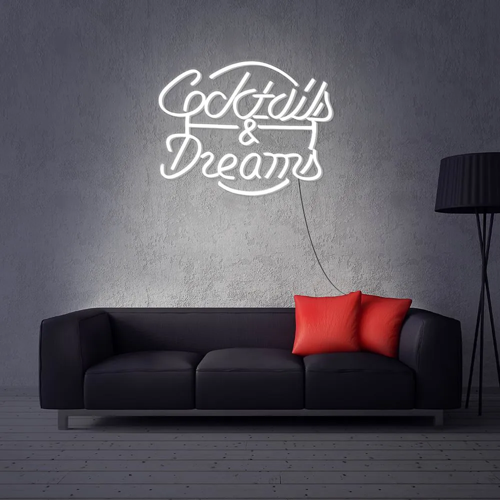 Illuminated wall sign in a street-facing interior